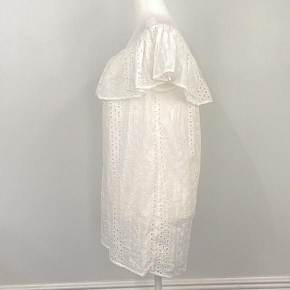 new WITH TAG BISHOP + YOUNG EYELET RUFFLE OFF THE SHOULDER DRESS - Picture 2 of 10